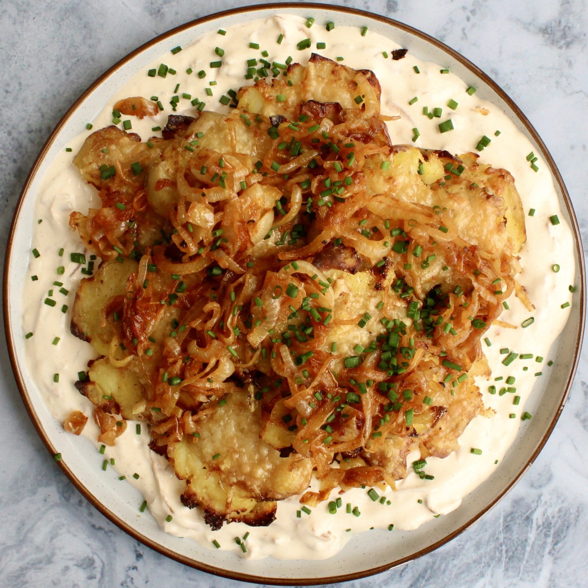 French Onion Smashed Potatoes