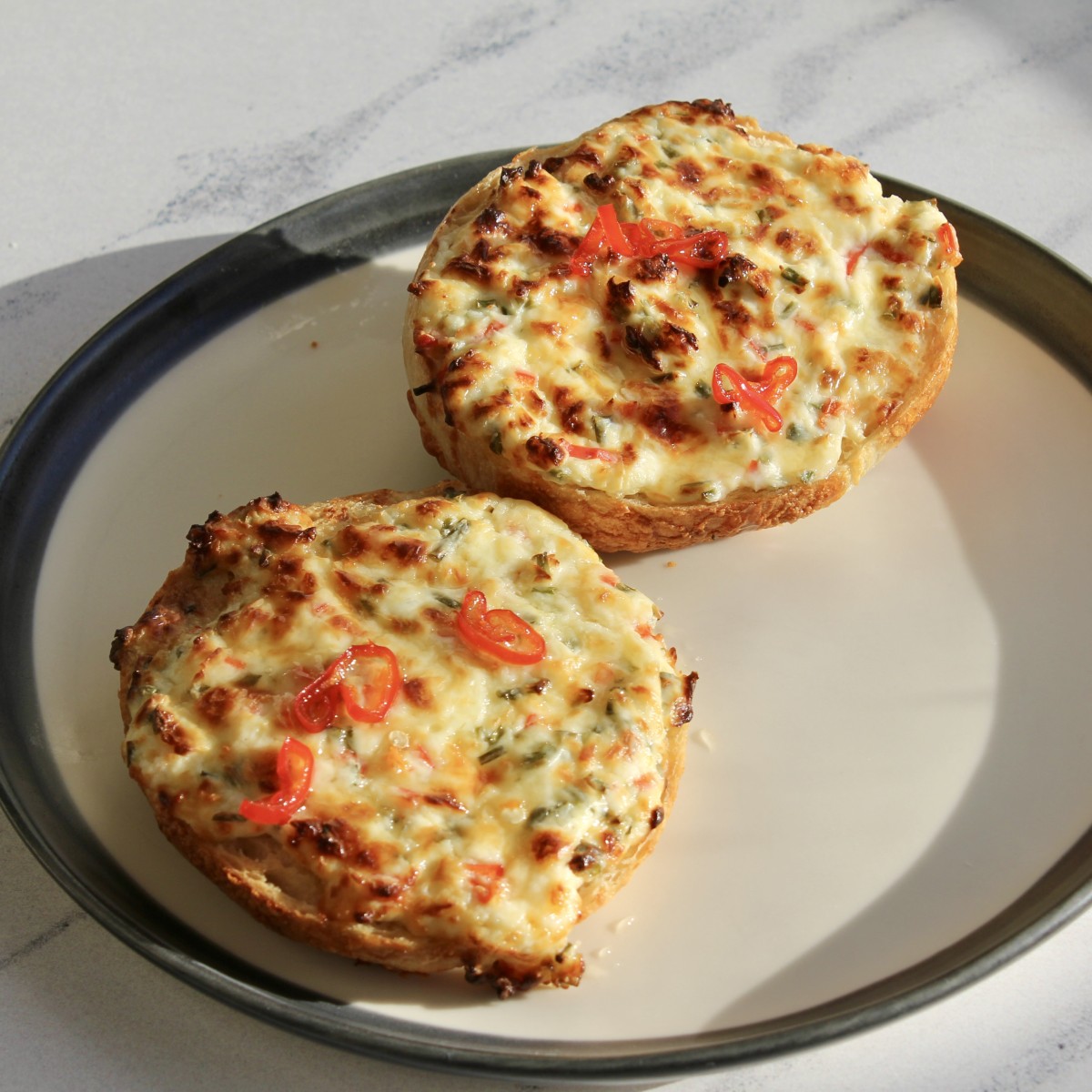 Air Fryer Cream Cheese Bagel with Hot Honey